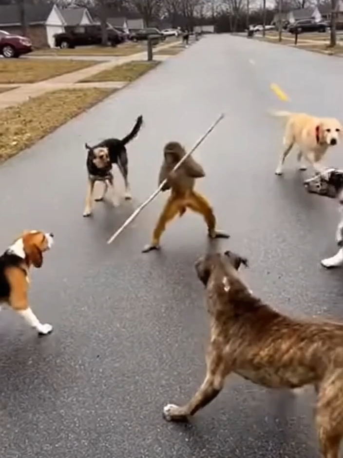 Monkey’s Kung Fu Stick Action 🥋🔥🤣 #monkeymoments #funnyanimals #monkeyvibes #snowdayfun #animalclips #cinematicvibes #realisticart #mobilecapture #4Kdetails #natureclip #streetmoments #usaLifestyle #monkeylife #dailyanimals #wintervibes #petcommunity #wildlifevibes #monkeyworld #creativereel #viralreel2025 #reelmagic #artificialcreativity #monkeyenergy #petsquad #realmoment #viralvibes #naturalshot #reeltrend #creativecamera #tiktokanimals