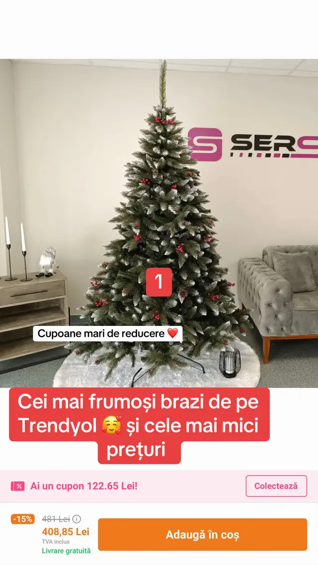 Găsiți brazi la cele mai mici prețuri în linkul de la story sau din BIO, în colecția “De Crăciun 🌲”. Tot la story găsiți și un cod de reducere extra. #trendyol #brad #craciun #reduceri 