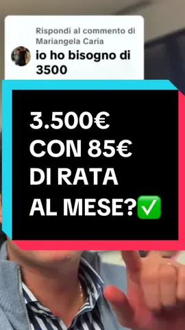 Hai un dubbio o una curiosità? Contattaci anche solo per una veloce informazione, senza impegno: 💬 Wh.App: 3762399776 ☎️ Ufficio: 0497485001 #prestito #finanziamento #crif #soldi #pignoramento  Messaggio pubblicitario con finalità promozionale. L’erogazione del finanziamento è soggetta all’approvazione di Sigla Srl (Banca d’Italia n. 88 - cod. mecc. 33023). Prendere visione di tutte le condizioni economiche e contrattuali contenute nel documento “Informazioni europee di base sul credito ai consumatori” (SECCI), disponibile presso le agenzie di Brasiliani Tobia OAM A16107, REA PD-468838 e Sigla S.r.l intermediario iscritto all’Albo ex art. 106 TUB n. 88. Esempio rappresentativo di un finanziamento contro cessione del quinto dello stipendio relativo ad un dipendente pubblico, di 30 anni di età e 10 anni di servizio: rata €85, durata del finanziamento 48 mesi, importo erogato: 3.500,32, Importo totale dovuto dal consumatore salvo estinzione anticipata, €4.080,00, TAEG 8,0032% TAN del 6,3000% comm.intermediario € 4,08, interessi totali €579,68 . Offerta valida sino al 31/12/2025 (data riferita ai tassi trimestrali in corso di validità). Se video sponsorizzato vuol dire che offerta ancora valida nel prossimo trimestre