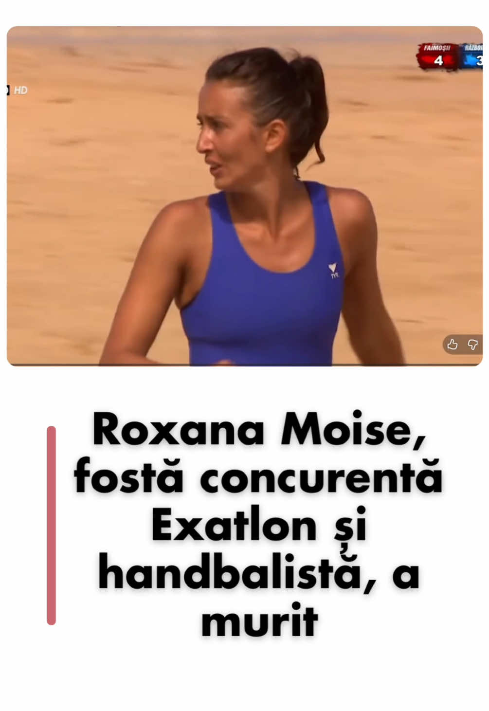 Roxana Moise, fostă handbalistă de performanță și concurentă la Exatlon România, a murit marți, la doar 39 de ani.  #romania #bucuresti #info #stiri #handball 