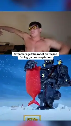 Streamers get the robot on the ice fishing game compilation #kickstreaming 