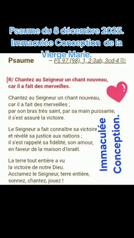 #creatorsearchinsights Psaume du 8 décembre 2025. Immaculée Conception  de la Vierge Marie. @LaReine @marilinefleurival @JÉSUS EST DIEU @Rosedarline Alcide @Wens_Joe. #Musique #Catholique #foryoupage #foryourpage 