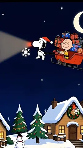 Charlie Brown as Santa Claus and Snoopy as Rudolph, the rednosed reindeer delivering presents on Christmas Eve featuring the song do they know it’s Christmas time by Band-Aid ! #peanuts #charliebrown #christmas #bandaid #snoopy 