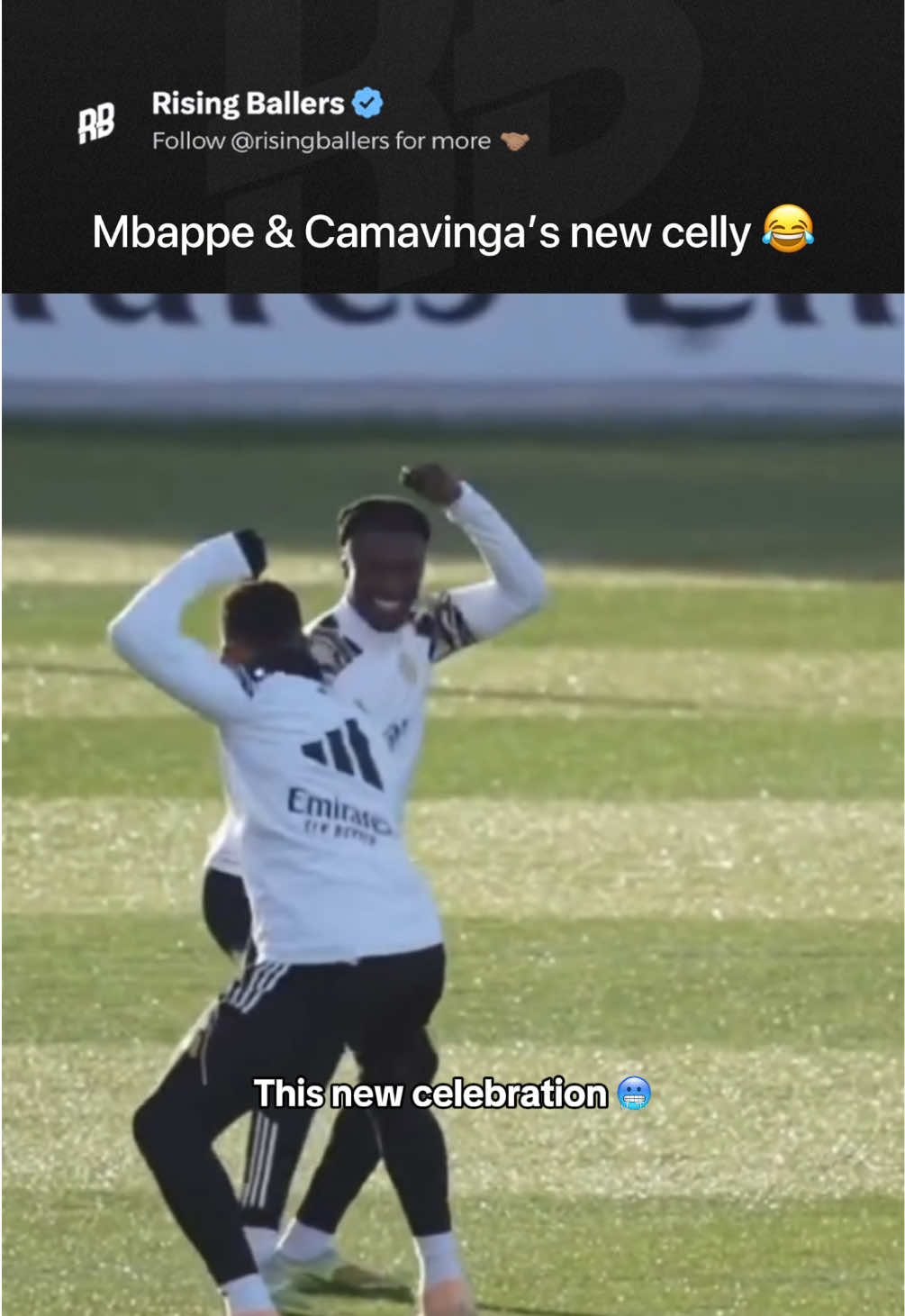 Mbappe and Camavinga working on a new celebration 😂👀 (Via IG: brazaaa7, lejournaldureal) #Mbappe #Camavinga #Football #realmadrid #fyp 