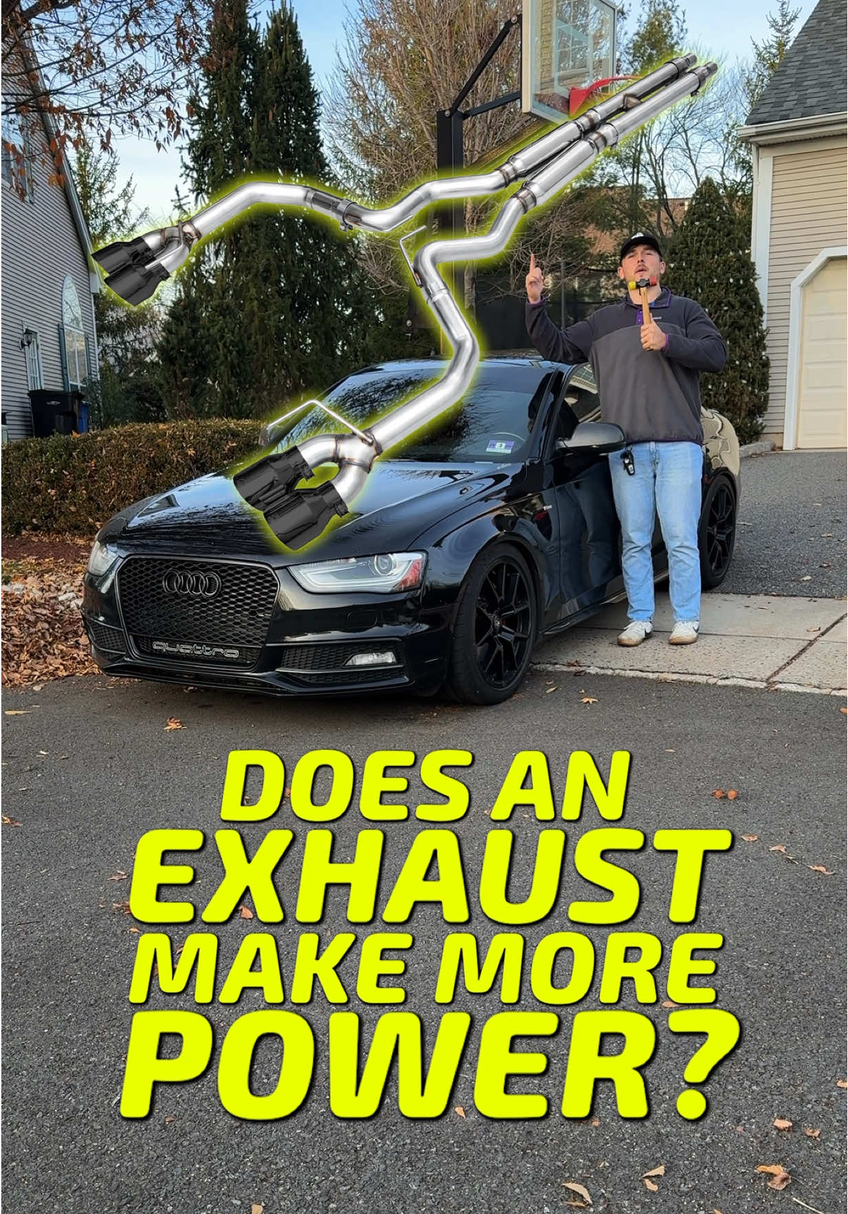 What KIND OF EXHAUST makes more power? Downpipes, High Flow Cats, Deletes, or Cat-Back exhausts 🏎️💨 #audi #volkswagen #exhaust #carsoftiktokcontest 