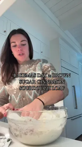 Day 2 of Bakemas: Brown Sugar Cinnamon Sourdough loaf! I’m very curious to see how this tastes but it smells delicious! #bakemas2025 #sourdough 