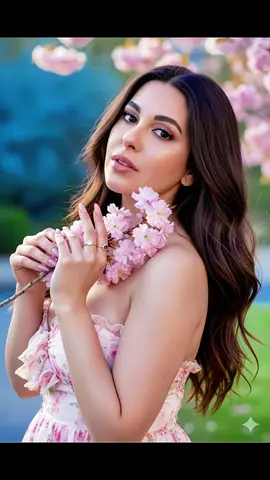 🌸 Texto para Gemini 🌸  Crie um retrato hiper-realista A mulher tem o rosto da pessoa em IMG_1025.HEIC, com olhos castanhos, cabelos muito longos e escuros, com ondulações suaves e pontas um pouco mais claras, algumas mechas caindo ao redor do rosto de forma natural  Ela está na diagonal, com o rosto mais voltado para a câmera — um olhar sereno, sonhador e levemente sedutor, com os olhos semicerrados e os lábios entreabertos em um sorriso mínimo. Segura um ramo de sakura com flores rosa-claras em plena floração, posicionadas em diagonal perto do colo. As mãos exibem anéis finos (ouro com pedra transparente no anelar esquerdo e anel prateado com detalhe escuro no dedo médio direito). Unhas longas, nude-rosado, formato amendoado. Ela usa um vestido tomara-que-caia floral em tons de rosa claro e branco, com tecido leve e babados suaves. A iluminação é natural, limpa e brilhante, com tonalidade neutra-dourada suave, sem amarelado, sem aspecto vintage — apenas um brilho moderno e realista. A luz vem lateralmente e realça a pele com um glow saudável. O fundo tem bokeh forte e cremoso, em tons vívidos de azul, verde e rosa, remetendo a um jardim ao final da tarde. Câmera posicionada levemente abaixo da linha dos olhos, criando um close sofisticado de meio corpo. A paleta final é viva e fresca: rosa intenso das flores, pele iluminada, branco suave do vestido, fundo vibrante e limpo. A imagem transmite romantismo moderno, feminilidade e leveza, com atmosfera primaveril inspirada em hanami. Estilo: realismo 8K, cores vívidas, contraste limpo, textura natural da pele, luz suave e editorial, sem amarelado ou envelhecido. #videoia #geminiai #creatorsearchinsight #fotoia #promptai  texto Ai, texto Ia @Marcela Daiane 