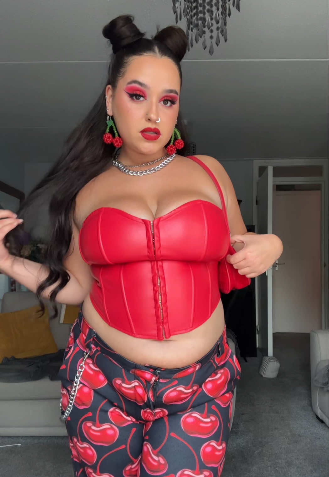 Cherry sweet 🍒 #cherryqueen #fyp #corset #redlipstick 