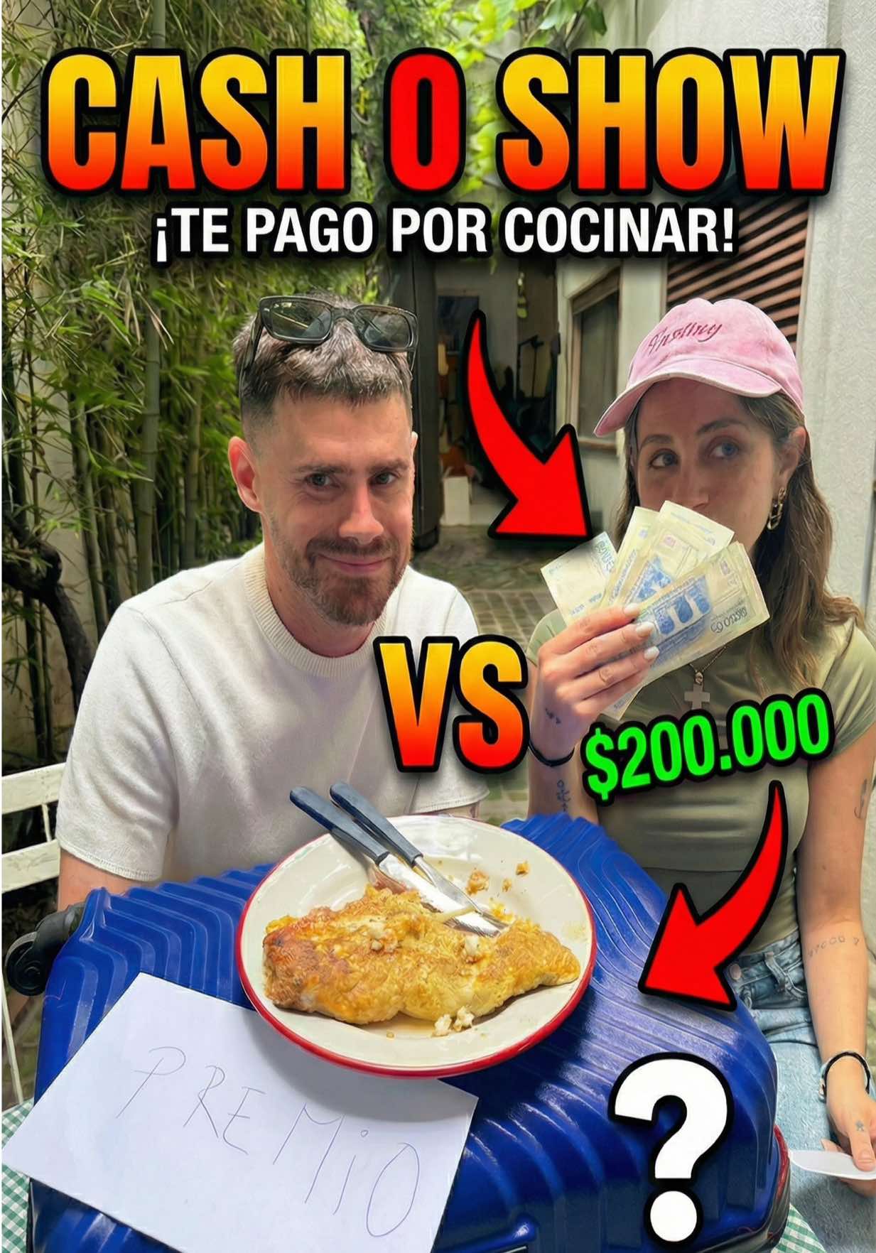 Cash o show! Elegí entre ganarte 100mil pesos en el momento o jugártela por la valija. Hoy recibí muchos NO pero una genia @Malurocca se copó y me hizo una receta única. El final épico. El próximo podes ser vos…