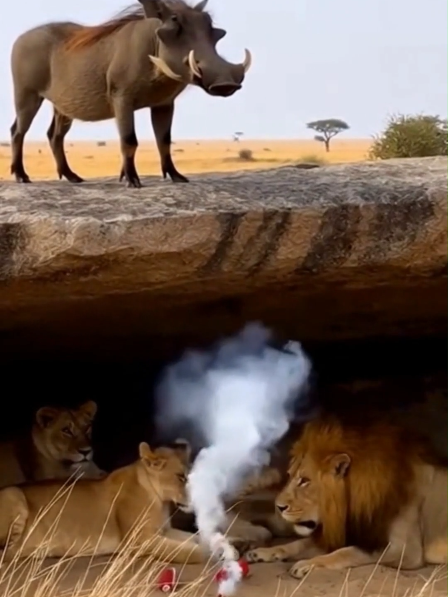 Warthog vs Lion Funny Moments 💣🤣 #Lion #Warthog #Wildlife #kasongo #animalkingdom #savanna #wildanimalss #BigCats