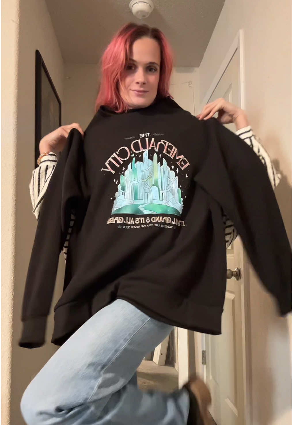 Accidentally ordered myself a sweatshirt I guess 🙂‍↔️🤣 #wicked #emeraldcity #wickedforgood #presents #christmasshopping 