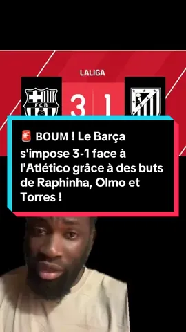 🚨 𝗕𝗢𝗨𝗠 ! Le Barça s'impose 3-1 face à l'Atlético grâce à des buts de Raphinha, Olmo et Torres ! 👏💙❤️ Bravo au Barça qui prend 4 points d'avance sur le Real Madrid ! 🇪🇸