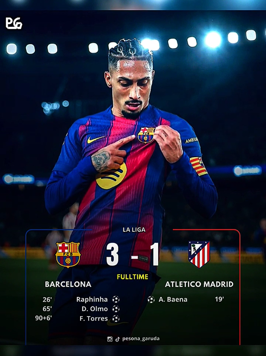 Lapor Ketua‼️Barcelona meraih kemenangan setelah mengalahkan Atletico Madrid 3-1🔥🥶 - - - - - #fulltime #kemenangan #barcelona #atleticodemadrid  #laliga #fyp #pesonagaruda 