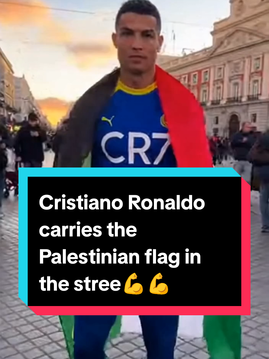 Cristiano Ronaldo carries the Palestinian flag in the street💪💪💪#ronaldo #sora2 #palestine #ai #zazahamza92 