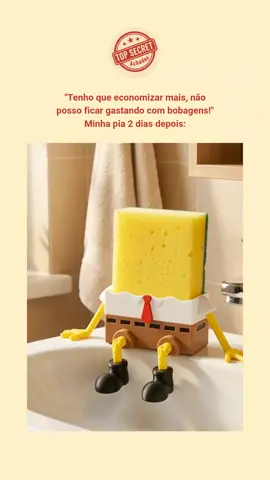 Organização e diversão direto da Fenda do Biquíni. #bobesponja #pia  #esponja 