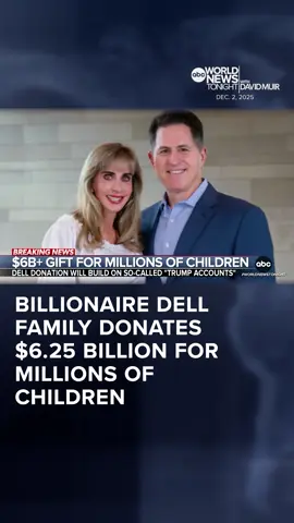 The family behind Dell computers is donating $6.25 billion to help fund investment accounts for 25 million American children. It builds on Pres. Trump's initiative to create $1,000 investment accounts for babies. Mary Bruce reports.