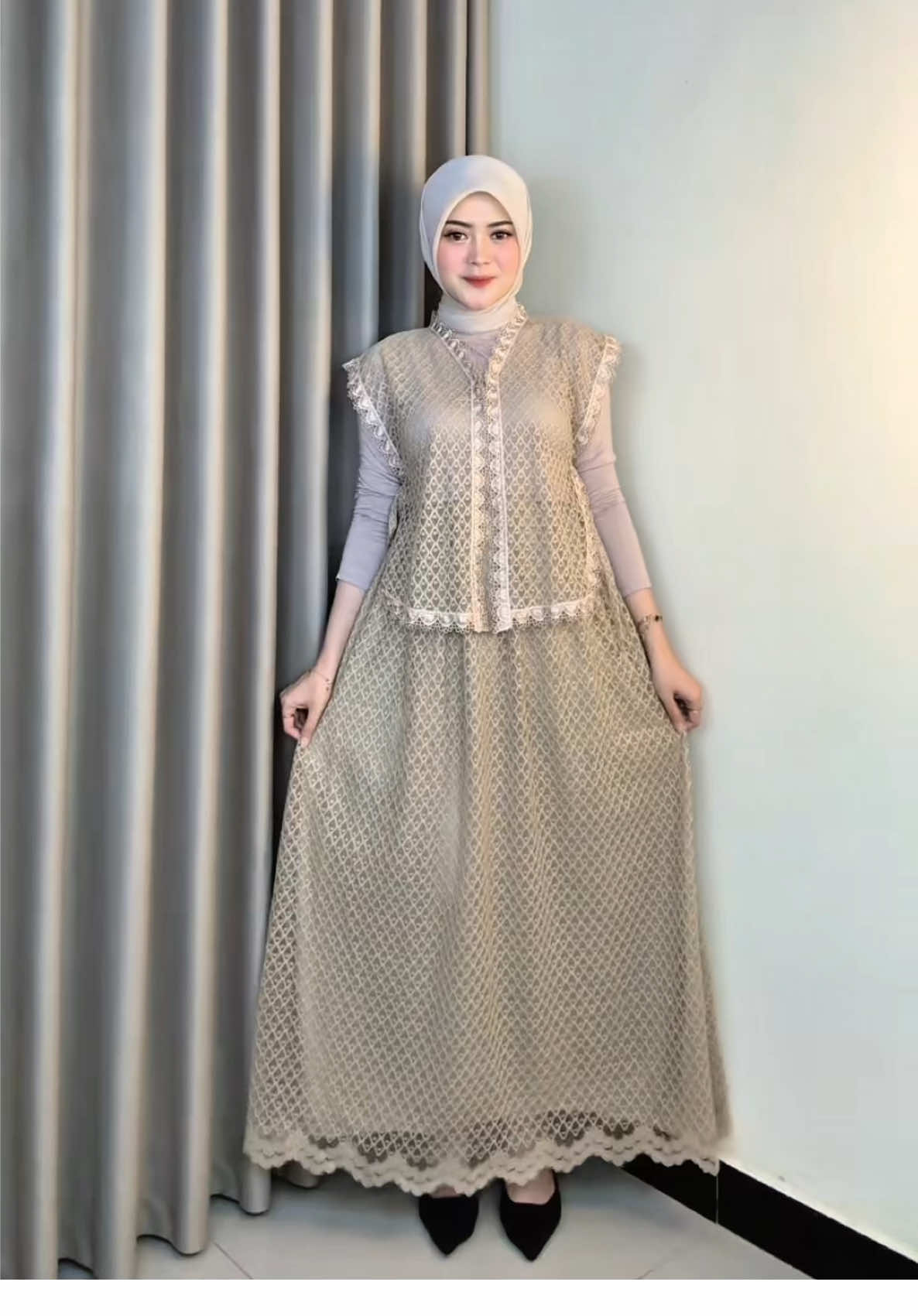 rekomendasi oneset🤩🤎  #OOTD #outfitlebaran #onesetvest #ootdoneset 