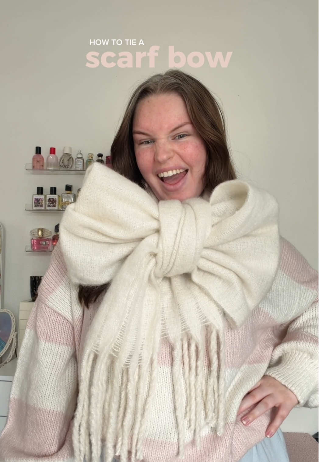 bow scarf tutorial 🎀✨ i saw @MARIE-SOPHIE post this fun way to wear a scarf and wanted to try it out ✨ let me know if you try it for yourself!! #bowscarf #scarftutorial #winterscarf #scarfhack 