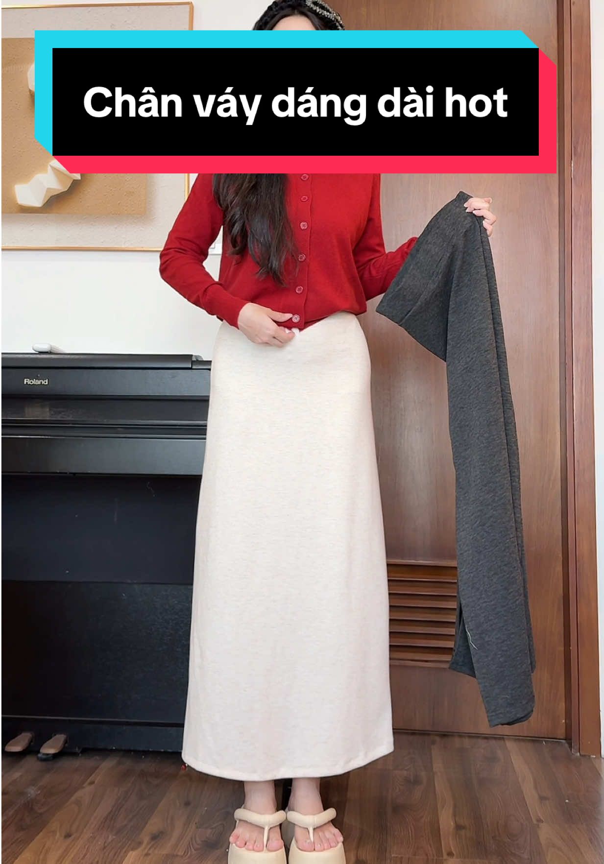 Chất váy lông thỏ dáng dài xẻ hot ạ #xuhuong #outfitideas #thoitrangnu #phanhriviuuu #L 