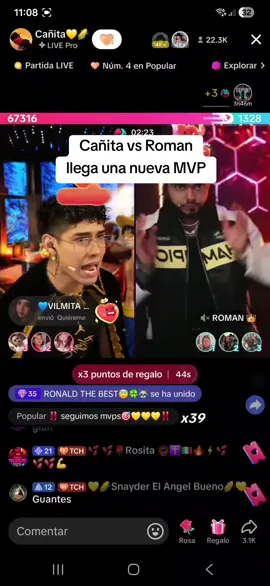 Cañita vs Roman, llega nueva MVP #cañita #teamchoclitos🌽💛🌽💛🌽 #teamchoclito🌽🌽 #canita7w7 #arabe #foryoupage #fyp #viralvideos #tiktoklivefest2025 @Cañita💛🌽 @🥷 @Olivia park💘 