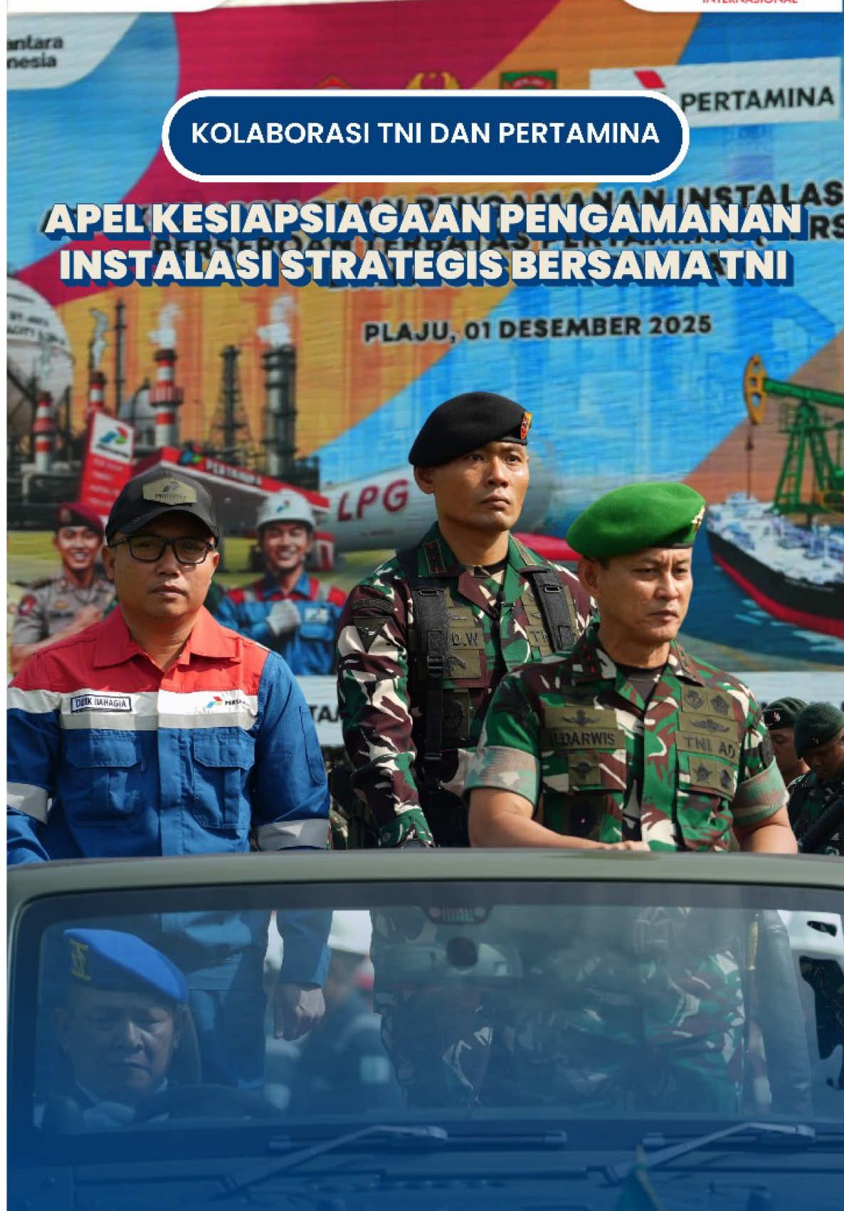 Hallo #SobatKilang , Apel kesiapsiagaan TNI dan Pertamina di Komperta Plaju menegaskan komitmen bersama dalam melindungi kilang, terminal BBM, dan aset strategis energi nasional. Sebanyak ratusan personel dan alutsista diterjunkan untuk memastikan operasi Pertamina berjalan aman dan lancar. Sinergi kuat ini jadi kunci menjaga kedaulatan dan ketahanan energi Indonesia🇮🇩 #Pertamina  #KilangPertaminaInternasional  #RefineryUnit3  #KitoPacakGalo