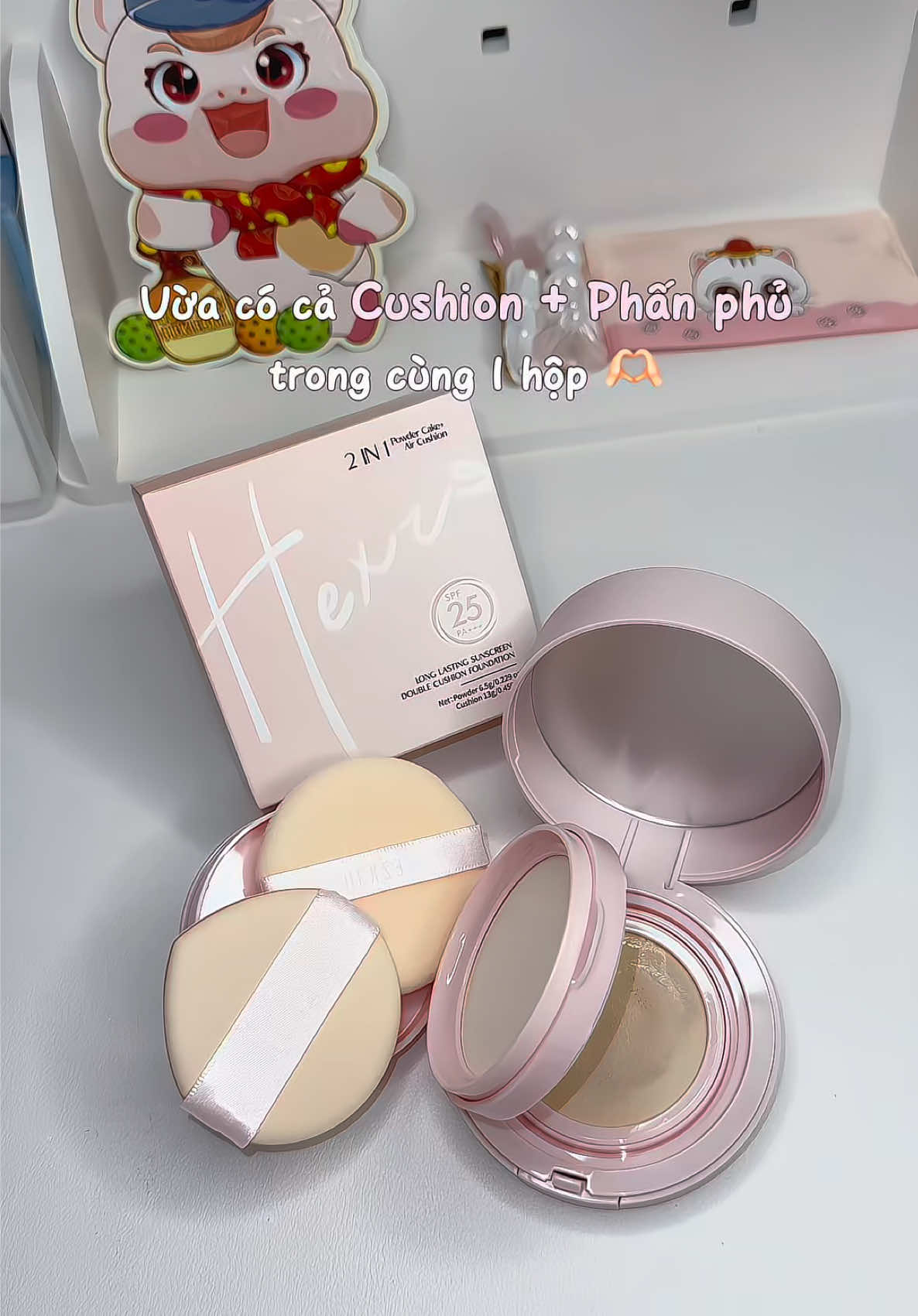 Nhanh- gọn- lẹ chỉ với em 2in1 Cushion + Phấn phủ nàyy 🫶🏻🎀#cushion2in1hexze #cushion #hexze #makeup #xuhuongtiktok 