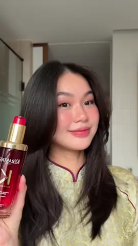 Dầu dưỡng + sấy tóc = tóc bồng bềnh tơi phồng 🥳 Màu Đỏ chứng tỏ Tết đến kkk mua y mấy bà #goclamdep #reviewlamdep #duongtoc #KerastaseVN #HợpTácCùngKérastase