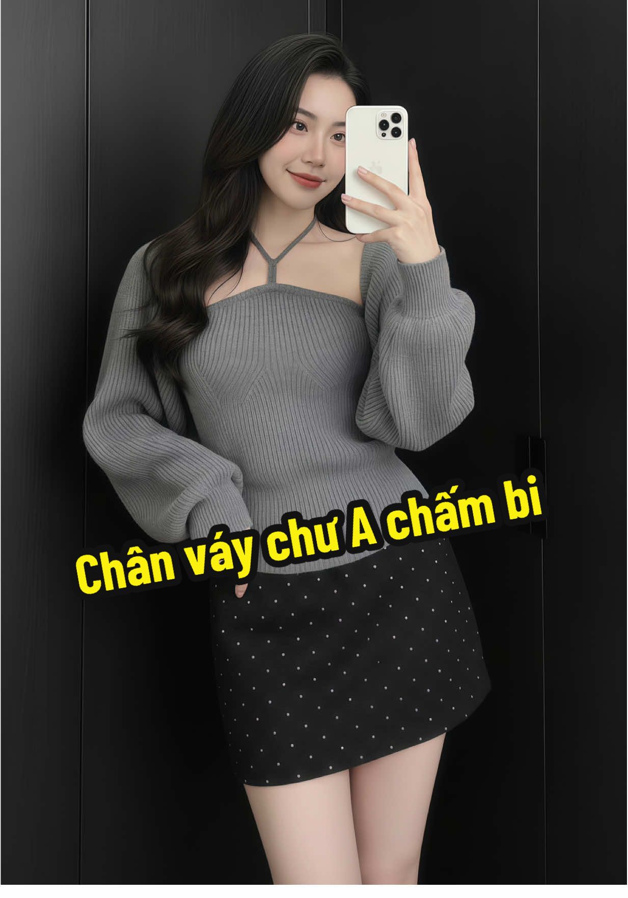 Chân Váy Chữ A Chất Dạ Ép Chấm Bi Hot Trend 👇#chanvayngan #vaybody #vaydam #thoitrangnu #HômNayMặcGì💕 