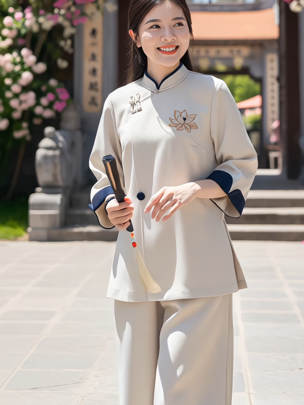 Bộ lam nữ đi chùa đi lễ chơi xuân thanh lịch, chất cotton lạnh đứng form dày dặn thoải mái #bolamdichua #bolamtheuhoasen #bolamxinhxan #bolamnu #xuhuong 