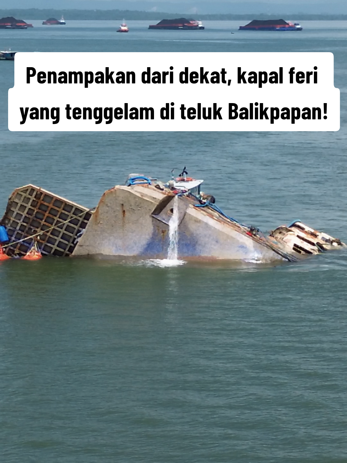 Penampakan dari dekat, kapal feri yang tenggelam di teluk #balikpapan #kmpmuchlisa #fypシ゚ 