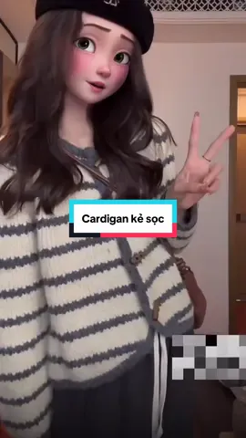 Cardigan len kẻ sọc kbg hết hot ❤️‍🔥 #áolen #aolen #cardigan #OOTD #fyp 