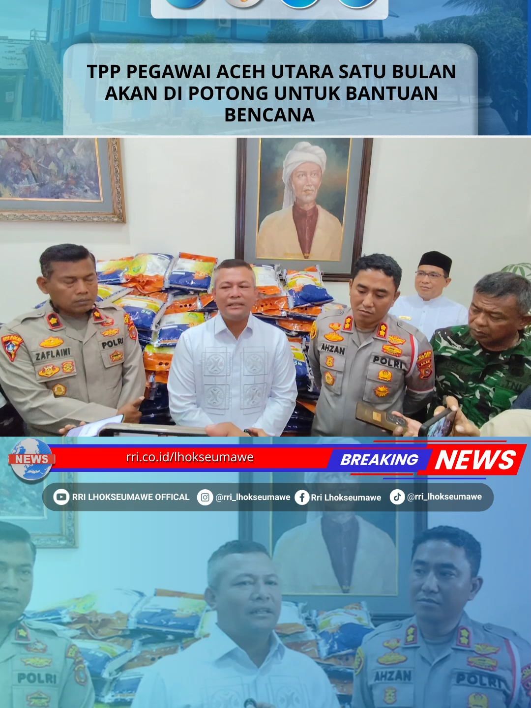 Dalam doorstop Wawancara Bupati Aceh Utara Ismail A. Jalil, karna Ketidak sanggupan anggaran Daerah maka kebijakan yang akan di ambil adalah Tambahan Penghasilan Pegawai (TPP) Pegawai Aceh Utara satu bulan akan di potong untuk bantuan Penanggulangan Bencana Aceh Utara, Rabu (3/12/2025). Saksikan Warta Berita Daerah 