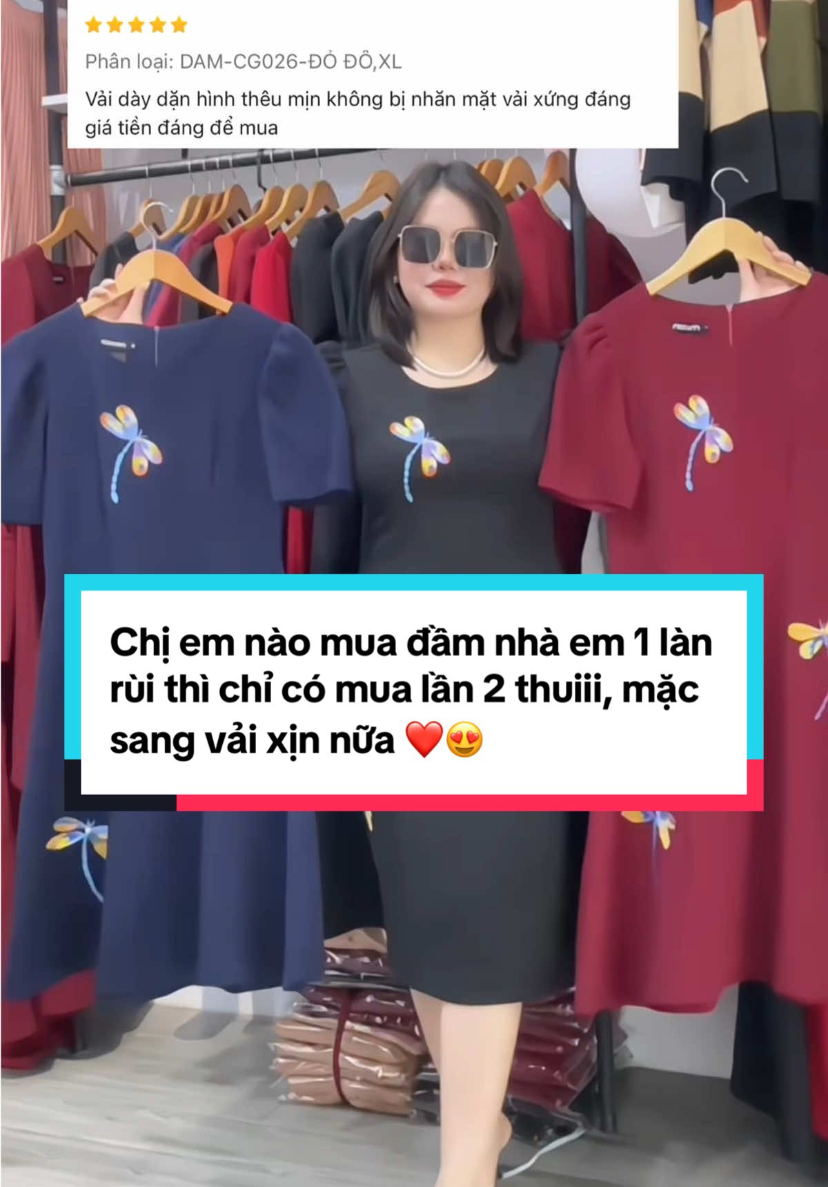Chị em nào mua đầm nhà em 1 làn rùi thì chỉ có mua lần 2 thuiii, mặc sang vải xịn nữa. Em vừa về hàng mẫu này ce ib em tư vấn size nha ❤️  #DamTangMe #damthietke #dam #dambigsize #feedback