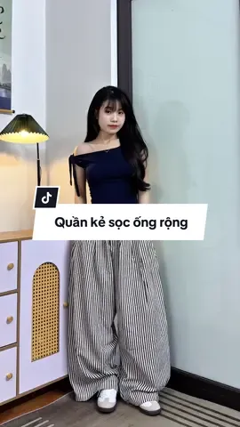 Quần kẻ sọc ống suông rộng #fpy #reviewquanao #quankesoc #quanongrong #3pmjeans 