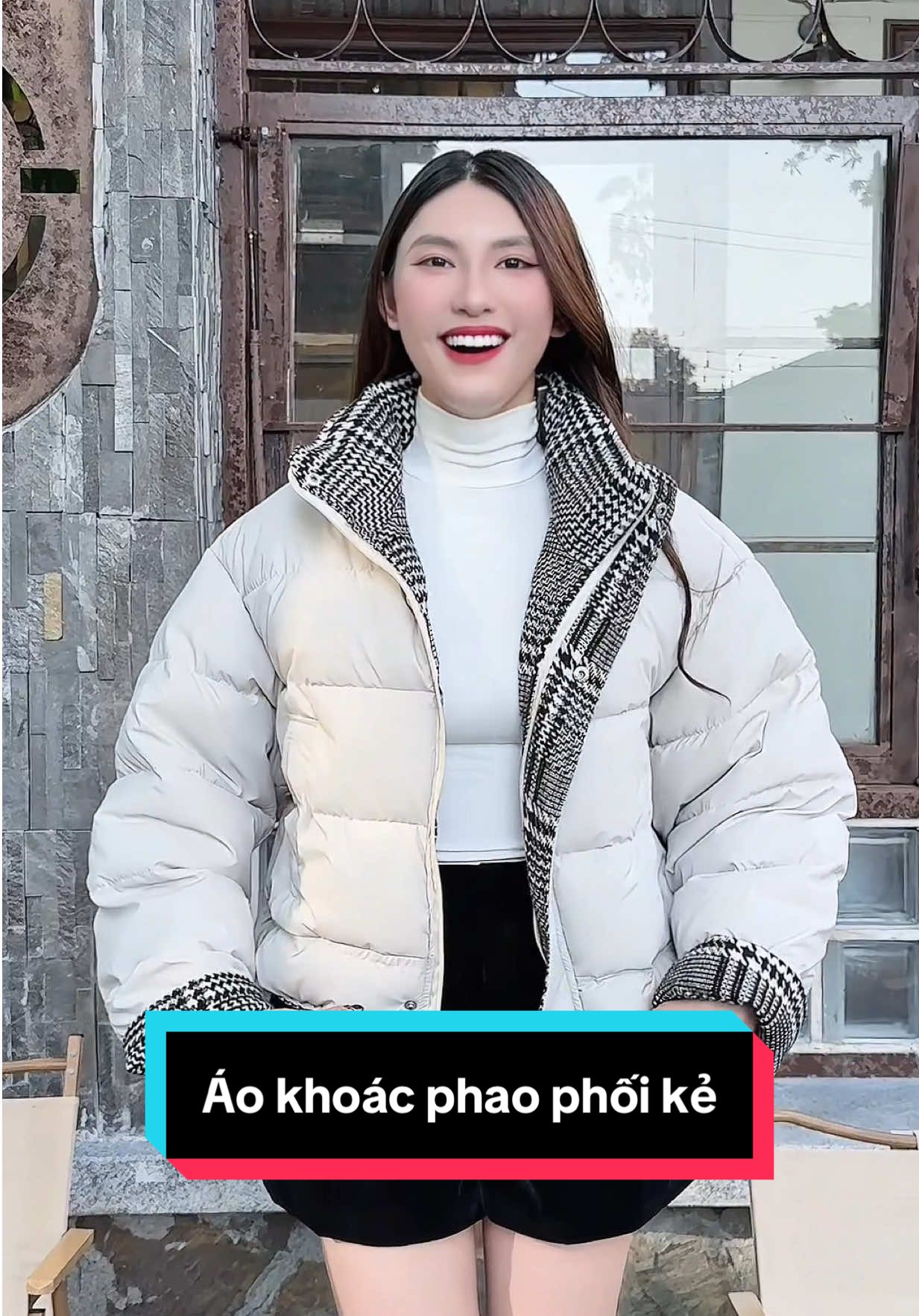 Áo khoác phao phối kẻ #aokhoac #aokhoacnu #aophao #aokhoacphao #thoitrangnu  