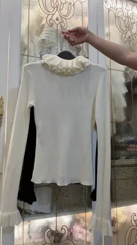 #xuhuong #thoitrangtiktok áo len cổ bèo 2 lớp tay loe nữ xinh nha