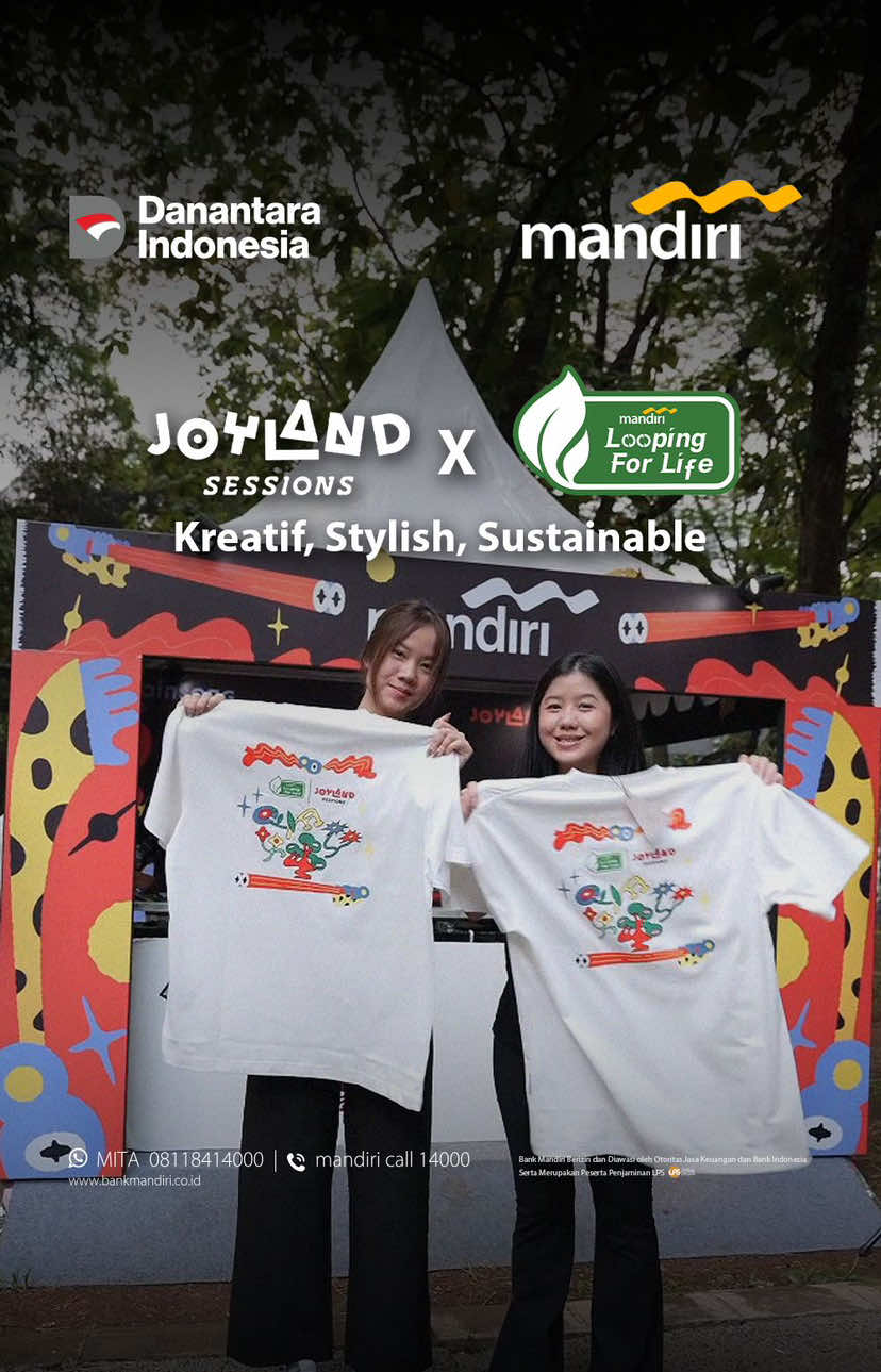 Seru-seruan di festival musik sambil dapat inspirasi hidup lebih ramah lingkungan? Bisa banget. Di Joyland Session bareng Mandiri Looping for Life bisa bawa pengalaman baru yang kreatif dan ramah lingkungan, lewat kolaborasi artisan lokal dan aktivasi mindful. Kita sama-sama ngerasain serunya festival musik plus kontribusi kecil yang berarti. Thanks Joyland Session! See you next event! ✨ Bank Mandiri berizin dan diawasi oleh Otoritas Jasa Keuangan dan Bank Indonesia, serta merupakan peserta penjaminan LPS.  #BankMandiri #JoylandSessions #MandiriESG