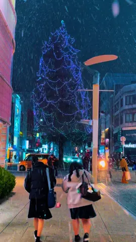 広島新天地で初雪観測に感動🥹❄️ #広島市　#広島新天地　#初雪　#アリスガーデン 