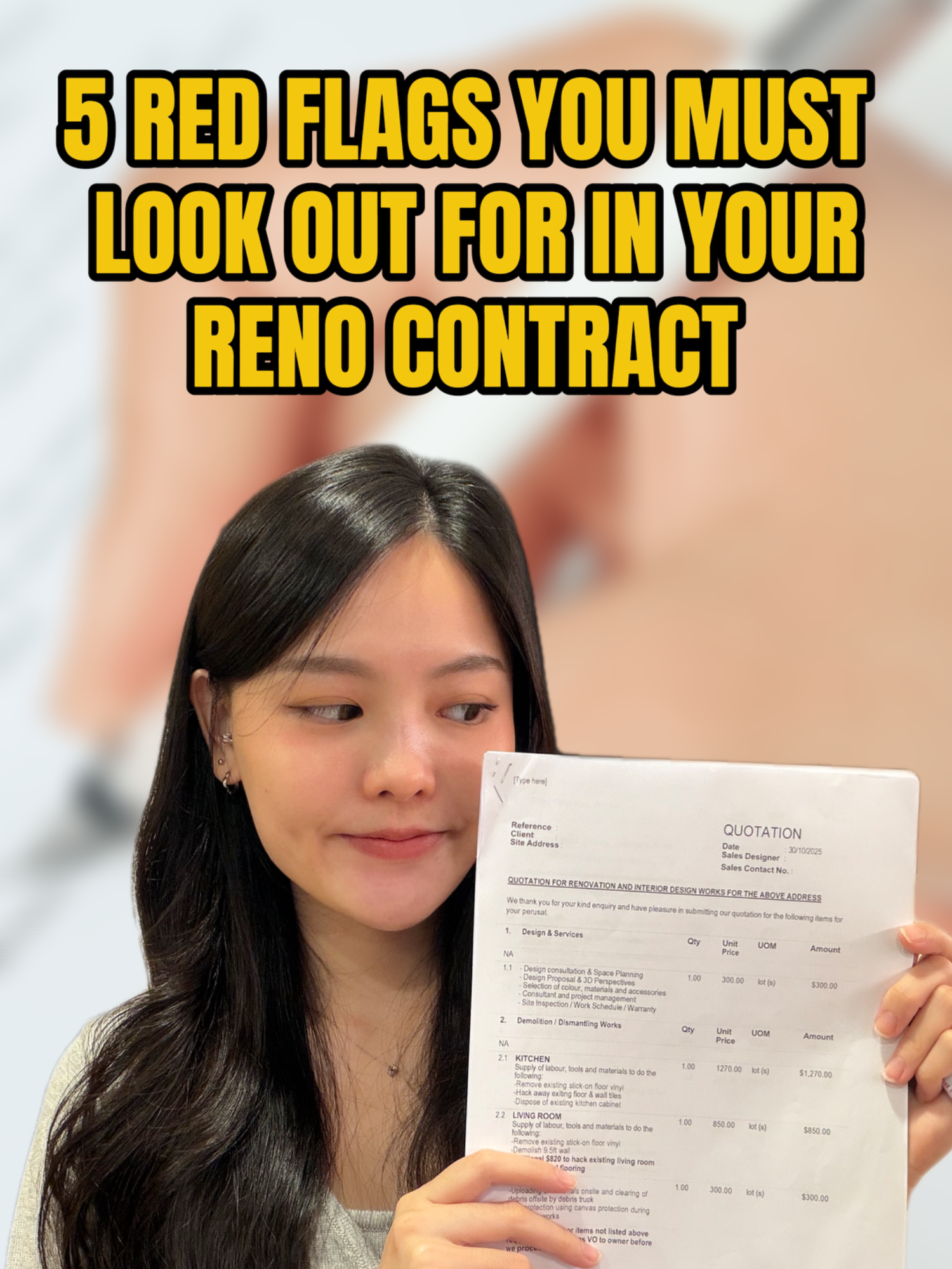 Signing your reno contract soon? 📄 Here are 5 RED FLAGS every homeowner should check first 🚨 💡Follow us for more Reno Tips! 👷‍♂️Renovating soon? Find trusted & suitable renovators at: homematch.sg #renovationsg  #hdbrenovation  #sghdbrenovation #hdbrenovationhack  #sghomes  #sginteriordesign  #renotips #homeownertips