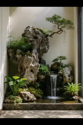 Thác nước tiền sảnh đẹp #sanvuon_tieucanh #tieucanhmini #beca #thacnuocphongthuy #tieucanh 