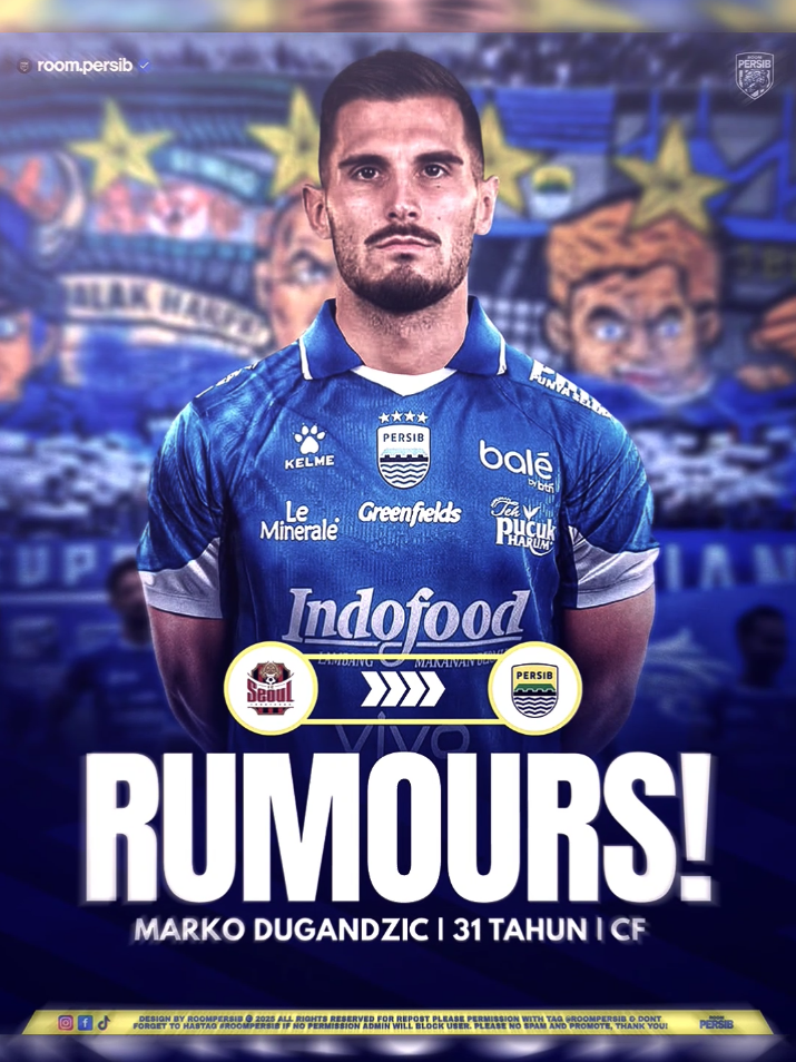 🚨:RUMOURS! Marko dugandzic (31), penyerang berkebangsaan kroasia, ramai di perbincangkan di sosial media.  Beredar informasi bahwa pemain tersebut dikaitkan dengan Persib Bandung. Sebelum nya ia berkompetisi di kasta tertinggi liga Korea Selatan berasal dari club fc soeul, dengan torehan 5 gol dan 1 asist dari 37 penampilan.  Bahkan akun pribadi nya di banjiri komentar dari para Bobotoh  TANGGAPAN NYA BOB? #persib #persibbandung #Rumors #foryou #fyppppppppppppppppppppppp 
