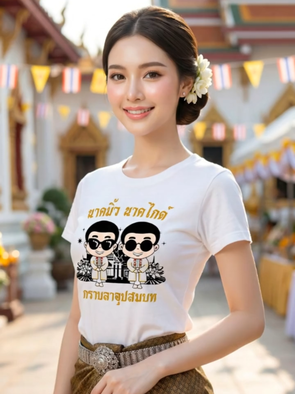 เอาบุญมาฝากจากวัดบางพลีใหญ่ในค่ะ 🙏✨ วันนี้มาในลุคไทยประยุกต์ เสื้อทีมงานบวชใส่คู่ผ้าซิ่น สวย สง่า ถูกกาลเทศะสุดๆ 🌿  #เสื้องานบวช #เสื้อทีมงานบวช #เสื้องานบุญ #ชุดไปงานบวช #สมุทรปราการ