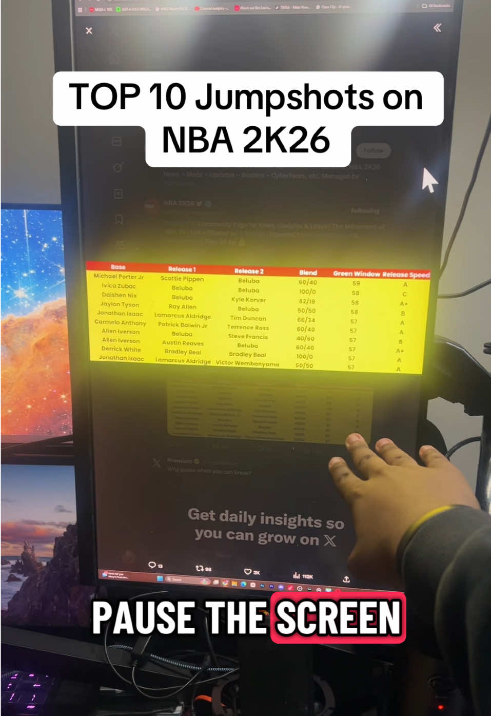 These are the top 10 jump shots on NBA 2K. Currently I wanna know. Are there any other bases out there that 2K or other people just use? Let me know your thoughts and opinions curious to know. #LIVE #nba2k26 #dreonyx #youtuber #fyp  