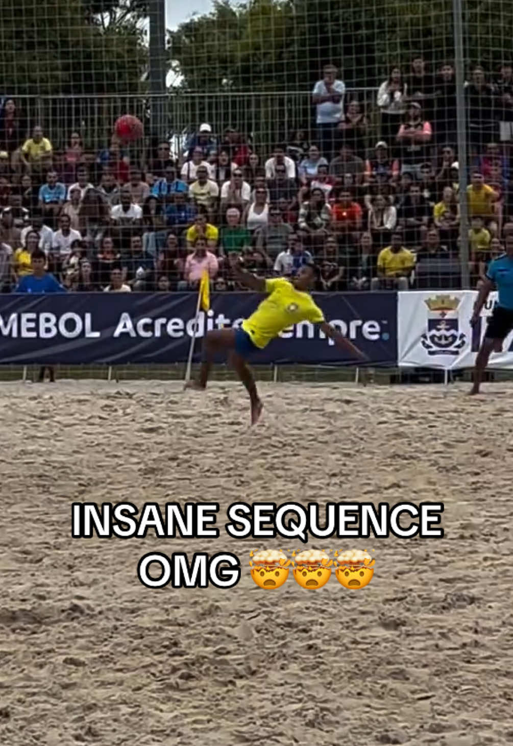 INSANE GOAL. 😱🔥 (brasil_beachsoccer/IG, bejinhajr/IG) #Soccer #football #futbol #beachsoccer #sports 