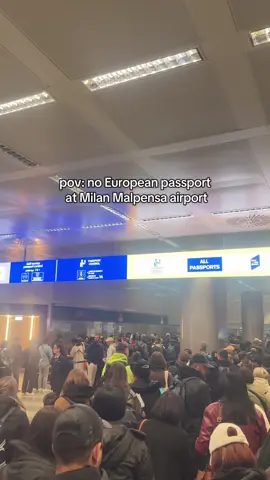 It took us 2 hours to get free from this line 🥲 #travel #milan #malpensa #airport #fyp 