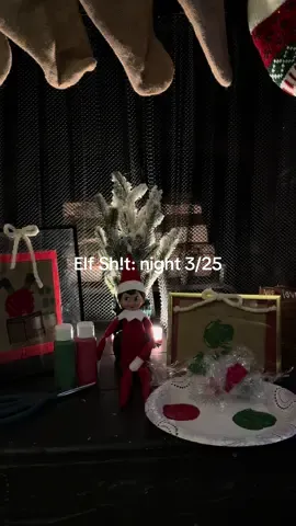 Elf on the shelf set up: night 3/25 #elfontheshelf #elfontheshelfideas #momlife #childhoodmemories #christmastradition 