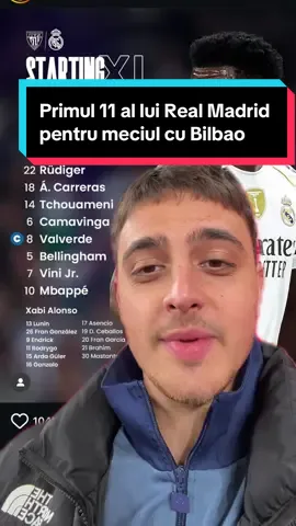 Primul 11 al lui Real Madrid pentru meciul cu Bilbao #fy #mariofasie 