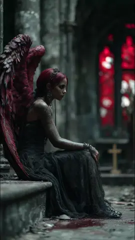 🖤❤️🖤🌹 Dark Angels 🌹🖤❤️🖤           In the dim light of the cathedral, the dark angels stir once more. Their silent power spreads through stone and shadow, calling you deeper into their realm. Can you sense their awakening? #fallenangel #darkness #darkangel #gothicfantasy #fyp 