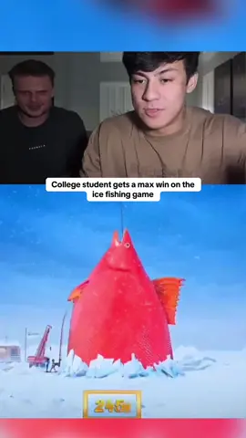 College student gets a max win on the ice fishing game #kickstreaming 