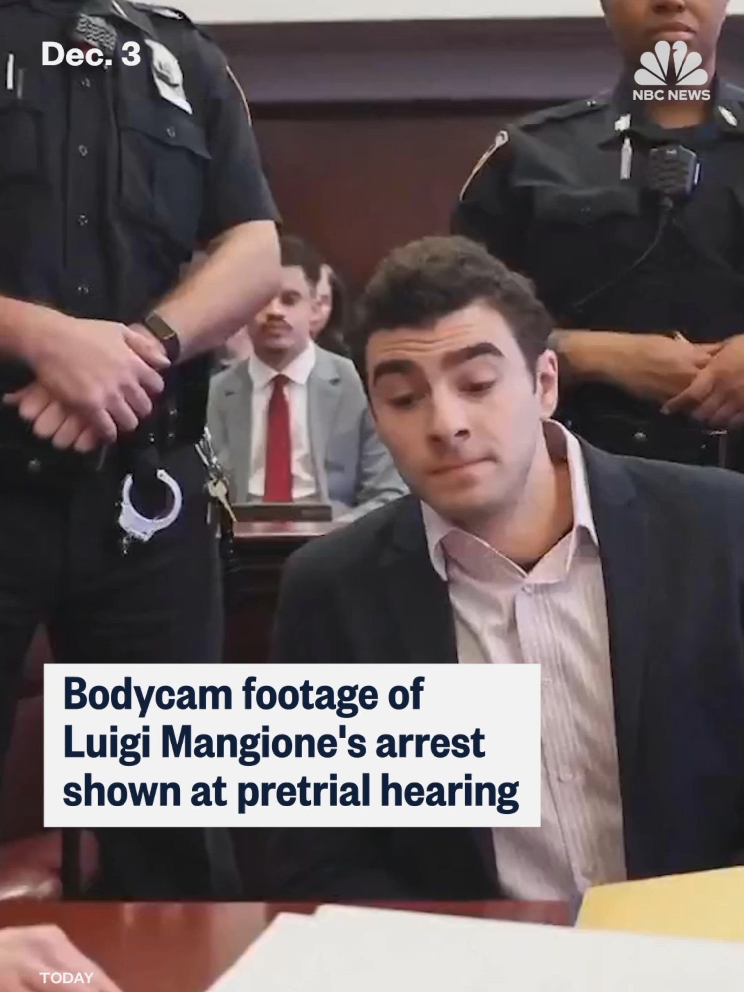 Luigi Mangione watched police bodycam footage of his arrest in Altoona, #Pennsylvania, at a pretrial hearing this week in connection to the murder of UnitedHealthcare CEO Brian Thompson.